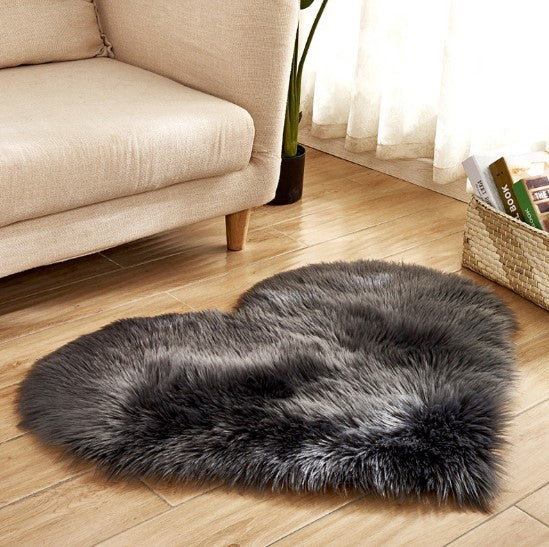 Plush Heart Shaped Carpet Non-Slip Mat Fluffy Rug
