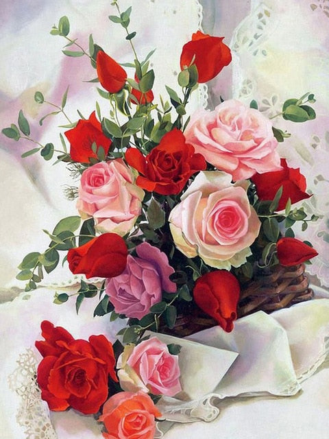 Evershine DIY Diamond Painting Flower Cross Stitch