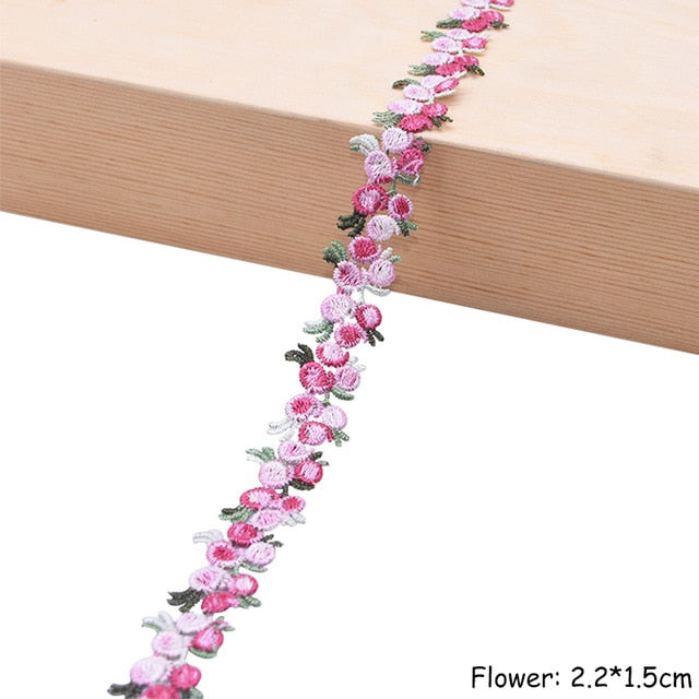 Flower Embroidered Lace Trim Ribbons Fabric Trim