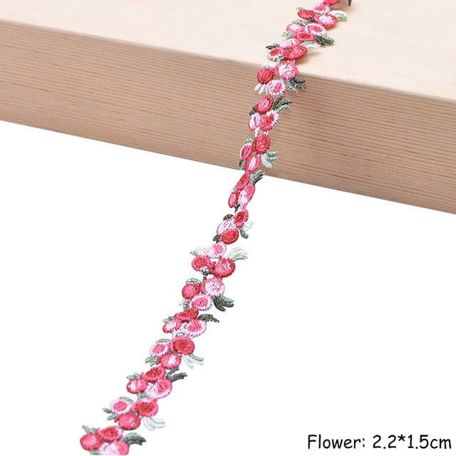 Flower Embroidered Lace Trim Ribbons Fabric Trim