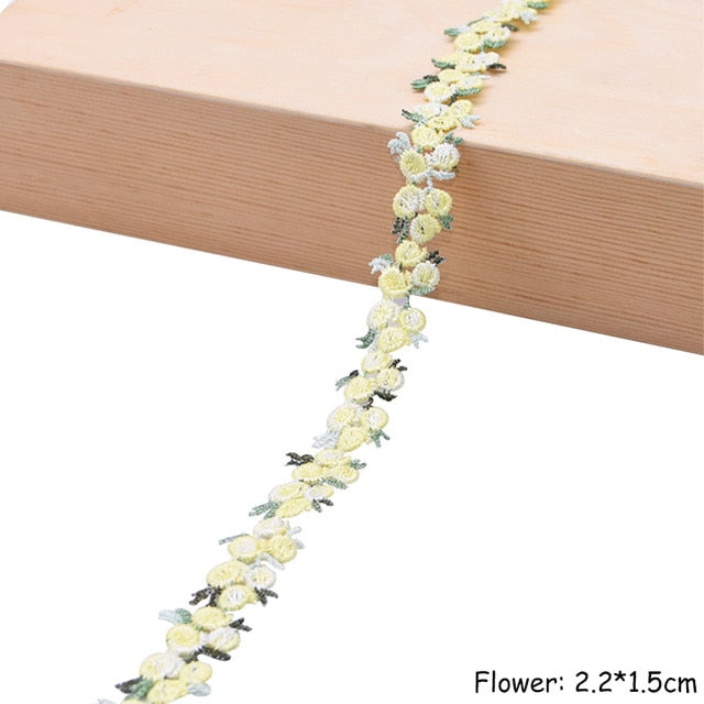 Flower Embroidered Lace Trim Ribbons Fabric Trim