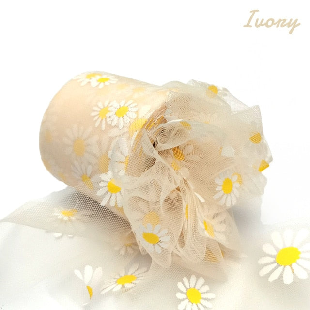 Daisy Flower Tulle Ribbon Roll