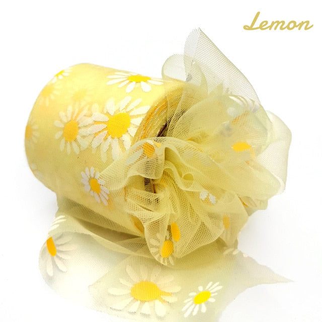 Daisy Flower Tulle Ribbon Roll