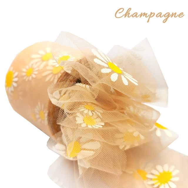 Daisy Flower Tulle Ribbon Roll