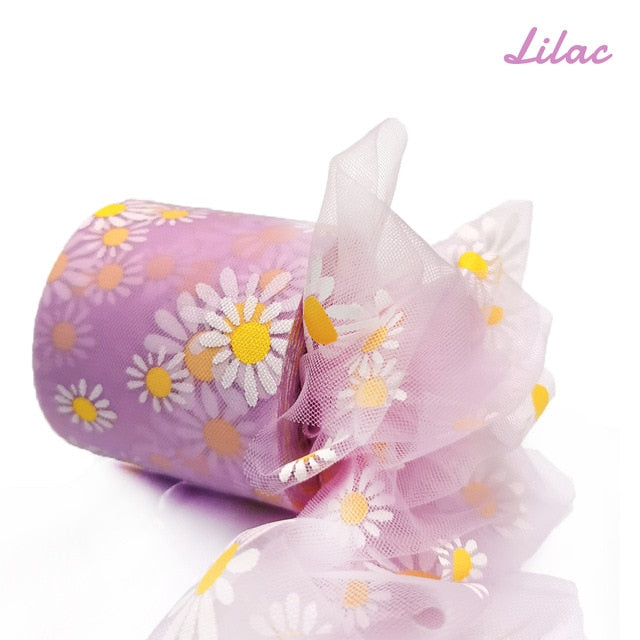 Daisy Flower Tulle Ribbon Roll