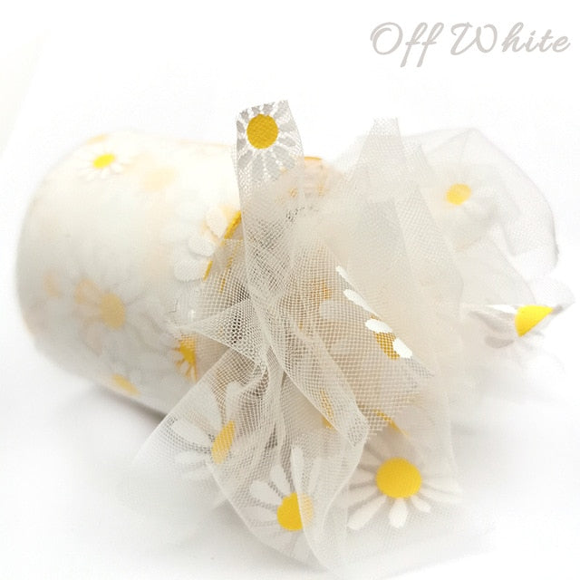 Daisy Flower Tulle Ribbon Roll