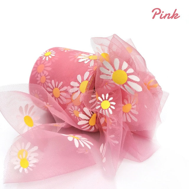 Daisy Flower Tulle Ribbon Roll