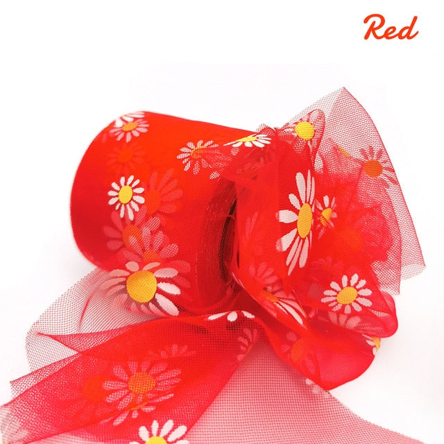 Daisy Flower Tulle Ribbon Roll