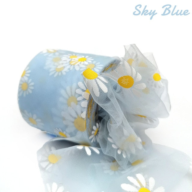 Daisy Flower Tulle Ribbon Roll