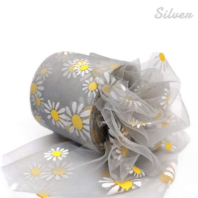 Daisy Flower Tulle Ribbon Roll