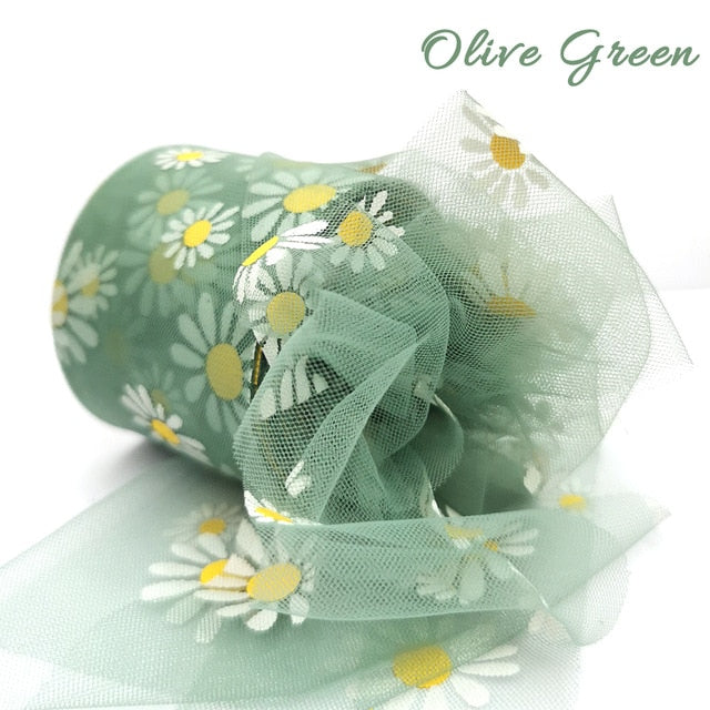 Daisy Flower Tulle Ribbon Roll