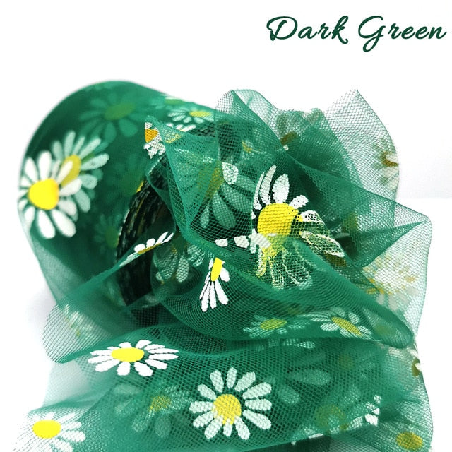 Daisy Flower Tulle Ribbon Roll