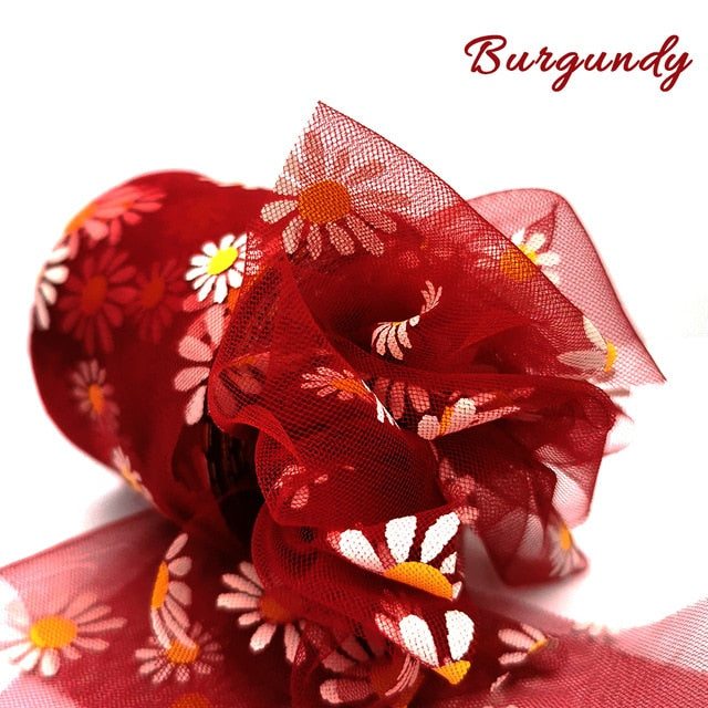 Daisy Flower Tulle Ribbon Roll