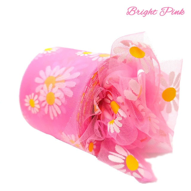 Daisy Flower Tulle Ribbon Roll