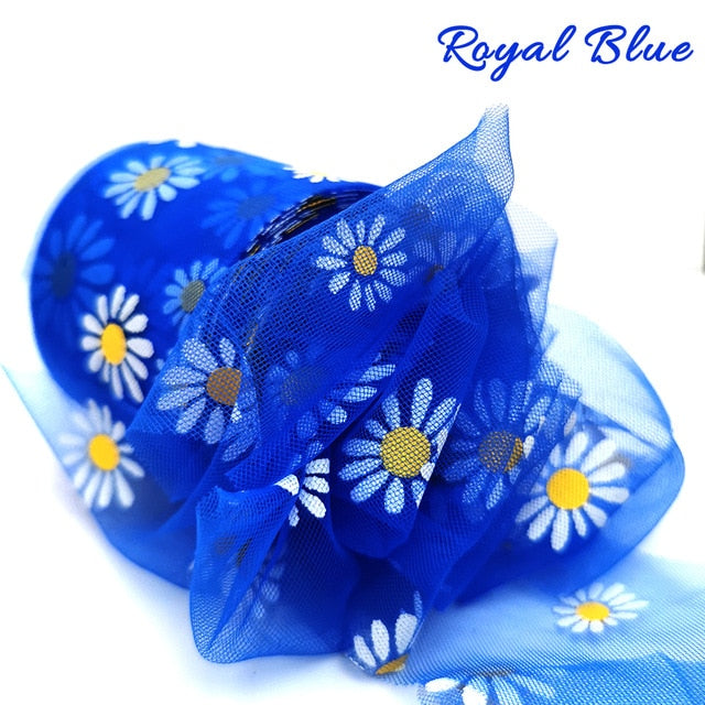 Daisy Flower Tulle Ribbon Roll