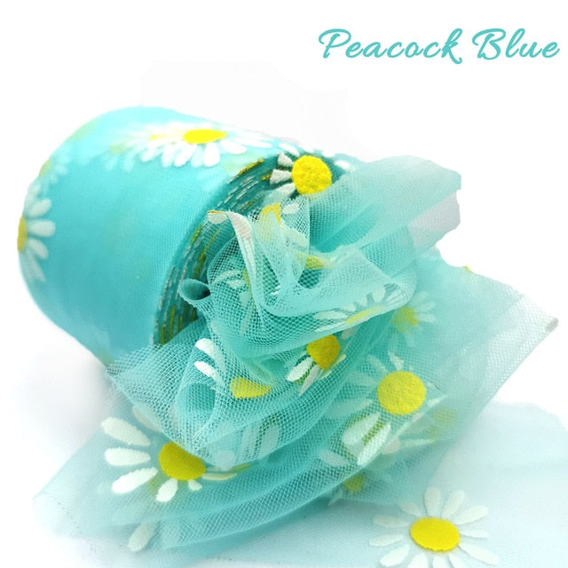 Daisy Flower Tulle Ribbon Roll