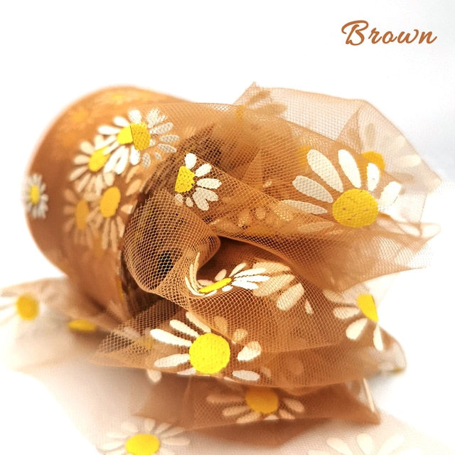 Daisy Flower Tulle Ribbon Roll