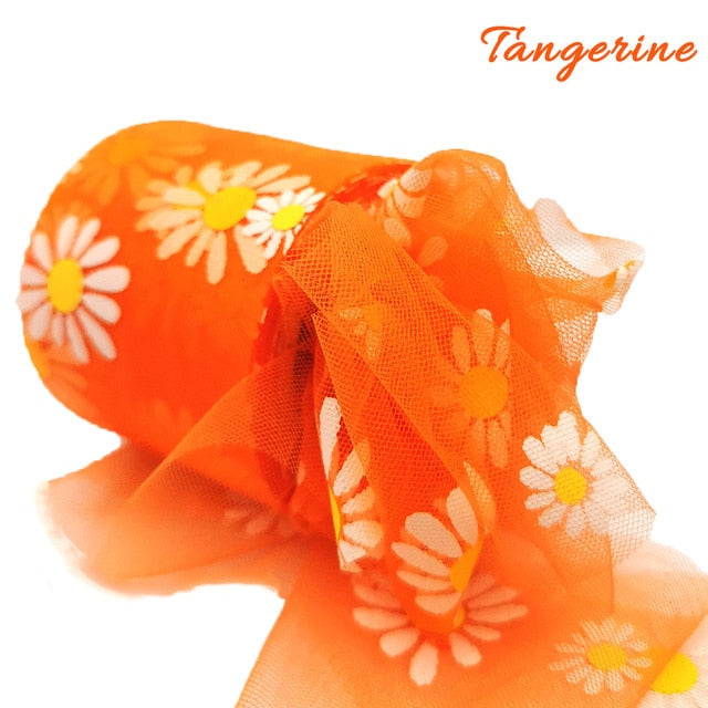 Daisy Flower Tulle Ribbon Roll