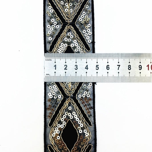 1 Yard Sequin Lace Trims Floral  Ribbon